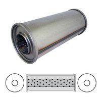  5" Round X 12" Long, 2 1/2" ID, Centre/Centre, Straight Through, Stainless Steel