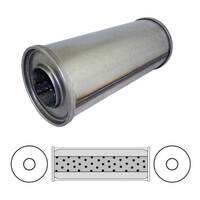  5" Round X 12" Long, 3" ID, Centre/Centre, Megaflow , 409 Stainless