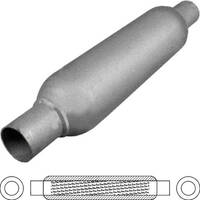  3" Round X 6" Long, 1 3/8" Inlet Louvered and Baffled With Spigots