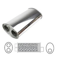  8" X 5" X 14" Long, Offset 2 1/2" In, Dual 2 1/4" Out, Stainless Steel