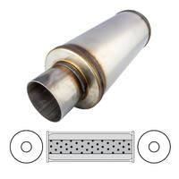  6" Round X 14" Long, 3 1/2", C/C, Mega Power, 409 Stainless