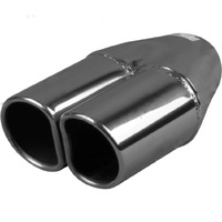  57mm (2 1/4") In, 2 1/4" Out, 8" Long, Angle Cut Rolled In, D-Shape, 304ss