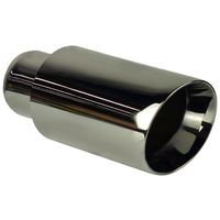  63mm (2 1/2") In, 3 1/2" Out, 8" Long, Angle Cut, Double Wall, Black Chrome, 304ss