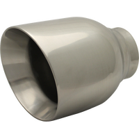  57mm (2 1/4") In, 4" Out, 5" Long, Angle Cut Rolled in, Double Wall, Stainless Polished, 304ss