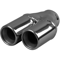  57mm (2 1/4") In, Twin 3" Out,  Long, Straight Cut / Inner Cone / Stepped, 304ss