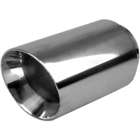  57mm (2 1/4") In, 3" Out, 5" Long, Double Walled / Angle Cut / Rolled In, 304ss